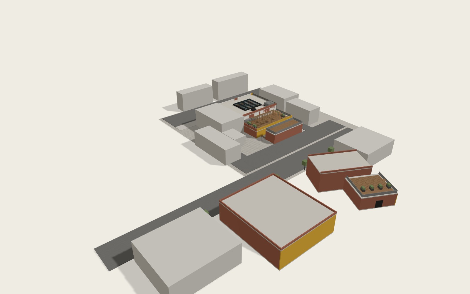 Interactive 3D massing model of the Nesso Plaza campus and its H Street NE block, built from the architectural plans